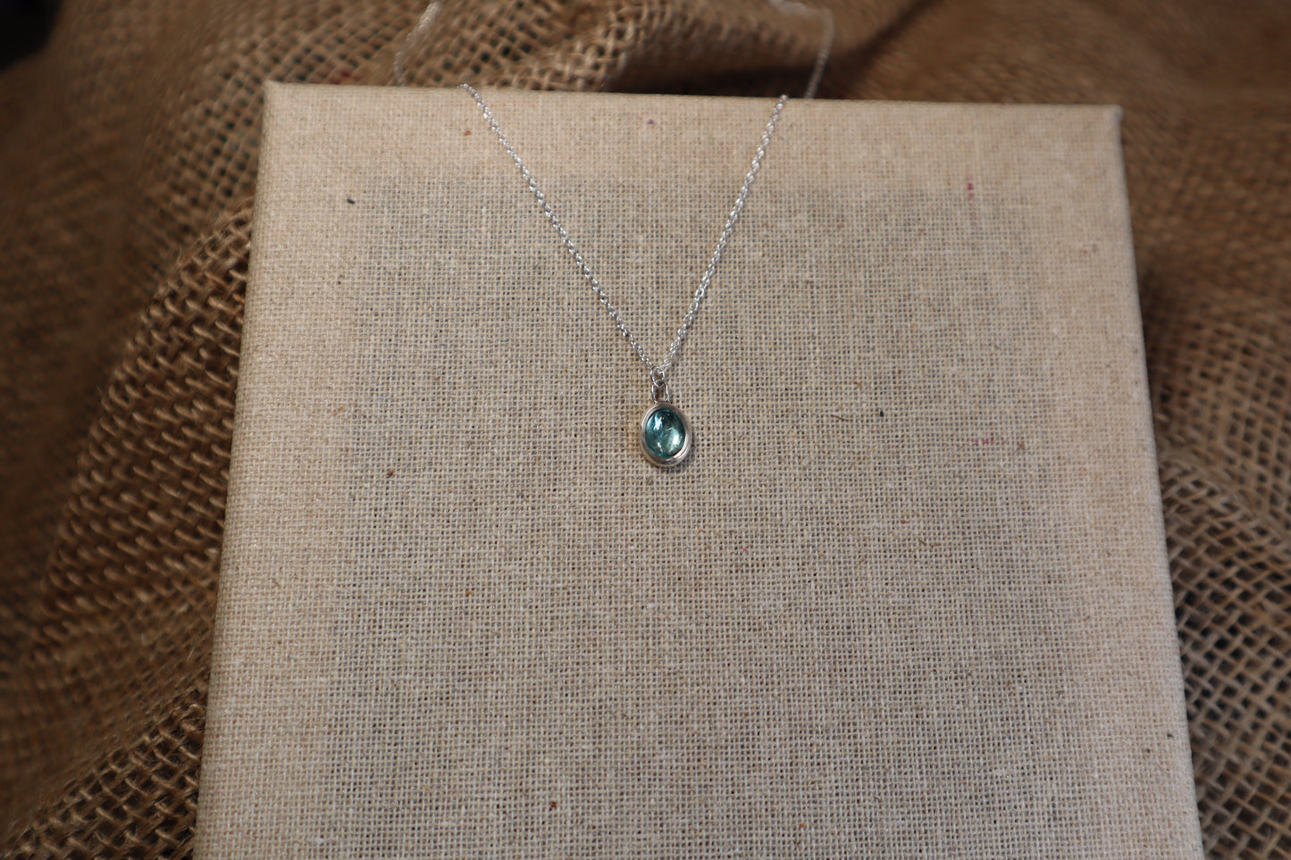 handmade silver necklace with apatite gemstone