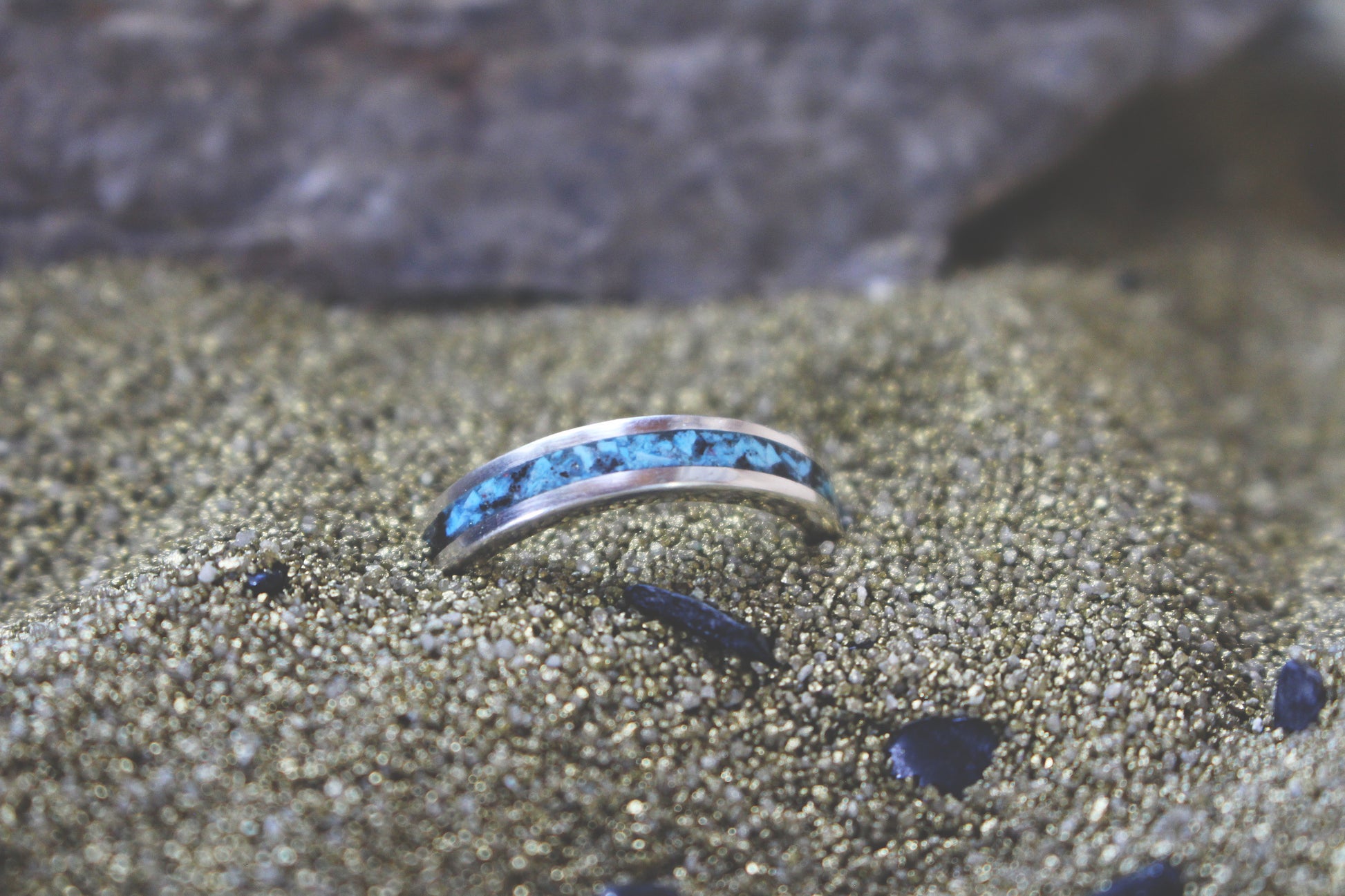 silver turquoise inlay ring