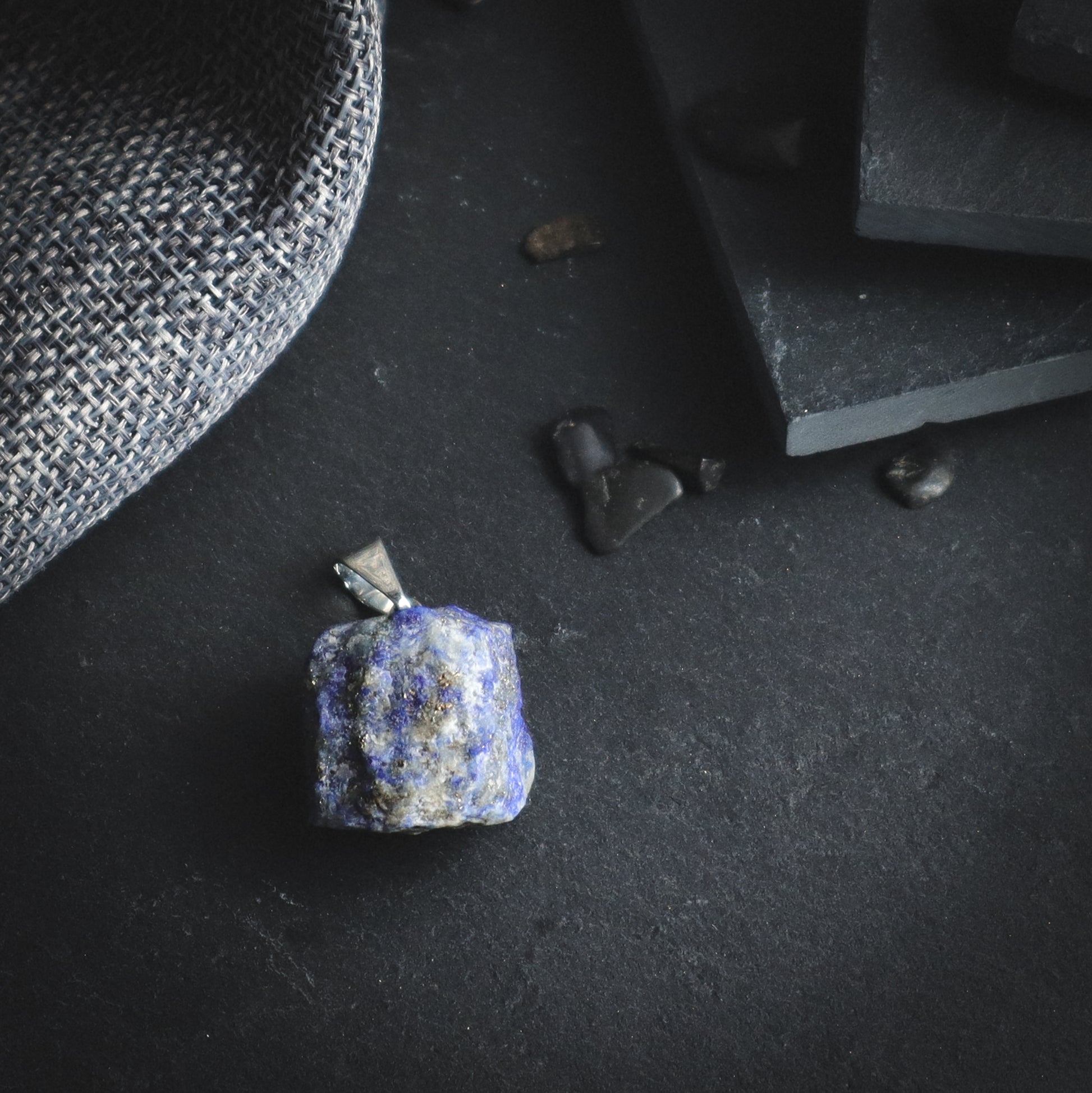 Raw Lapis Lazuli pendant.