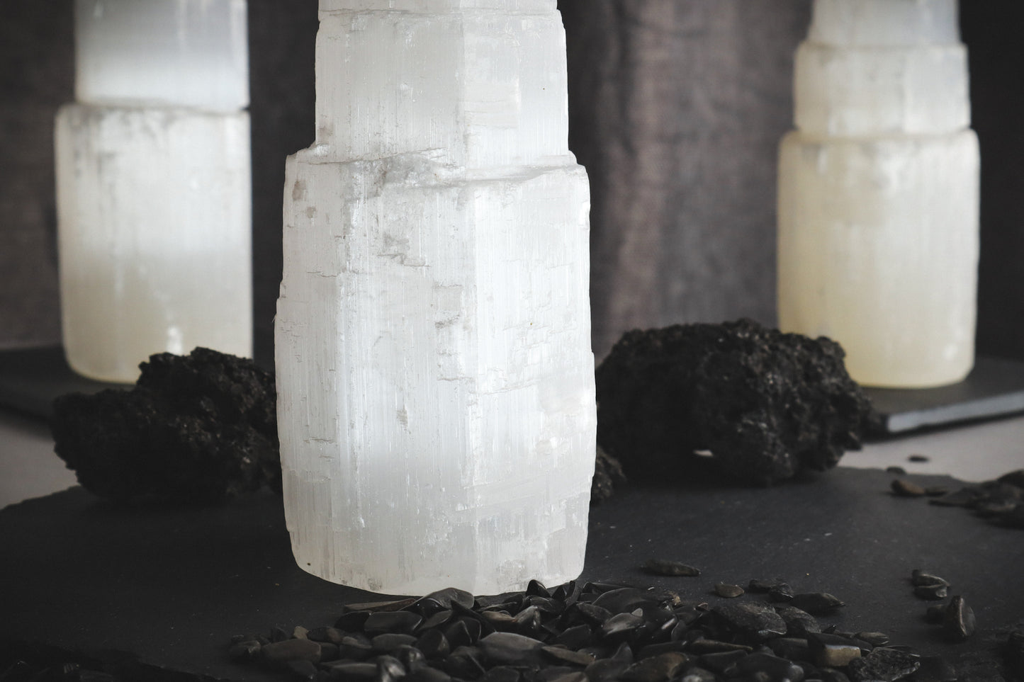 Close-up of a selenite tower.