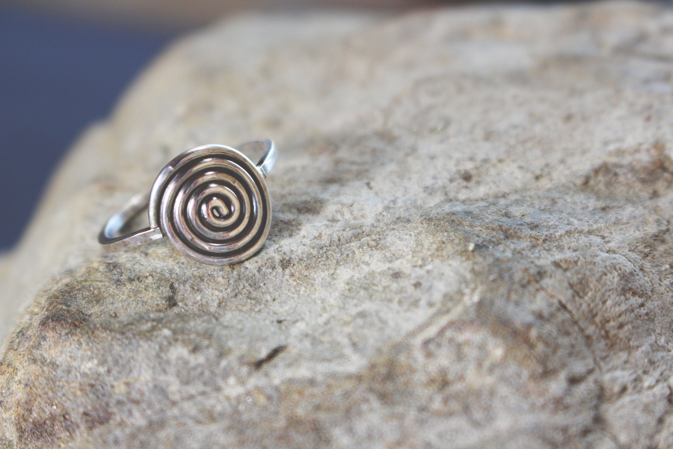 silver ring with spiral