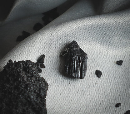 Natural black mineral as a pendant