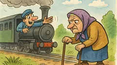 Vic: Pelje se vlak, babica ob progi