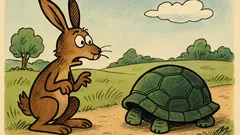 Vic: Hej, zajec, tekmujva, kdo bo prej doma?