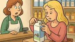 Vic: Blondinka odpre mleko kar v trgovini